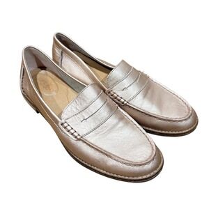 Sperry Top-Sider Womens Seaport Penny Loafer Rose Gold Metallic Leather Sz 10